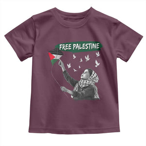 Free Palestine Toddler T Shirt Gaza Palestinian Flag TS10 Maroon Print Your Wear