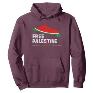 Free Palestine Hoodie Watermelon Map TS10 Maroon Print Your Wear