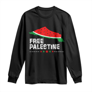 Free Palestine Long Sleeve Shirt Watermelon Map TS10 Black Print Your Wear