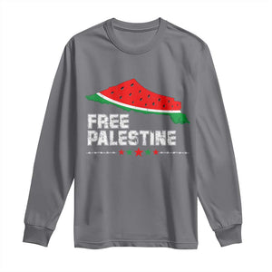 Free Palestine Long Sleeve Shirt Watermelon Map TS10 Charcoal Print Your Wear