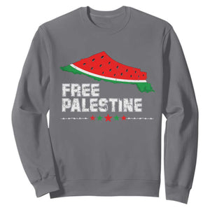 Free Palestine Sweatshirt Watermelon Map TS10 Charcoal Print Your Wear