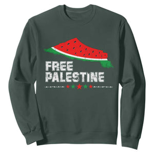 Free Palestine Sweatshirt Watermelon Map TS10 Dark Forest Green Print Your Wear