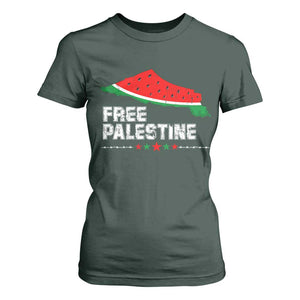Free Palestine T Shirt For Women Watermelon Map TS10 Dark Forest Green Print Your Wear