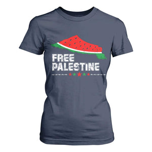 Free Palestine T Shirt For Women Watermelon Map TS10 Navy Print Your Wear