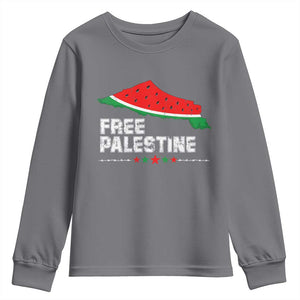 Free Palestine Youth Sweatshirt Watermelon Map TS10 Charcoal Print Your Wear