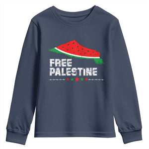 Free Palestine Youth Sweatshirt Watermelon Map TS10 Navy Print Your Wear