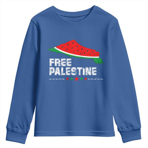 Free Palestine Youth Sweatshirt Watermelon Map TS10 Royal Blue Print Your Wear