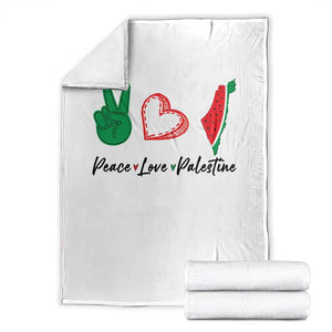 Peace Love Palestine Throw Blanket Gaza Palestinian Flag TS10 White Print Your Wear