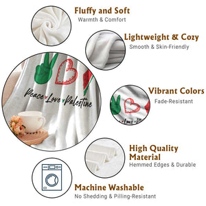 Peace Love Palestine Throw Blanket Gaza Palestinian Flag TS10 Print Your Wear