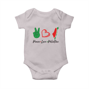 Peace Love Palestine Baby Onesie Gaza Palestinian Flag TS10 Ice Gray Print Your Wear