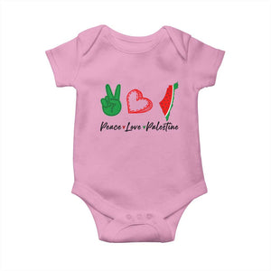 Peace Love Palestine Baby Onesie Gaza Palestinian Flag TS10 Light Pink Print Your Wear