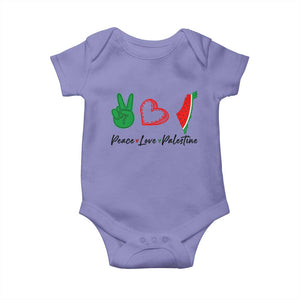 Peace Love Palestine Baby Onesie Gaza Palestinian Flag TS10 Violet Print Your Wear