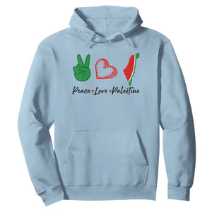 Peace Love Palestine Hoodie Gaza Palestinian Flag TS10 Light Blue Print Your Wear