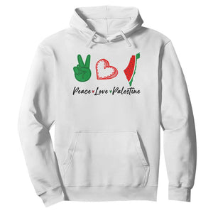 Peace Love Palestine Hoodie Gaza Palestinian Flag TS10 White Print Your Wear