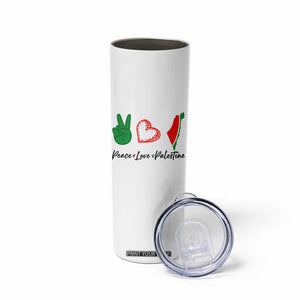 Peace Love Palestine Skinny Tumbler Gaza Palestinian Flag TS10 Print Your Wear