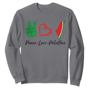 Peace Love Palestine Sweatshirt Gaza Palestinian Flag TS10 Charcoal Print Your Wear