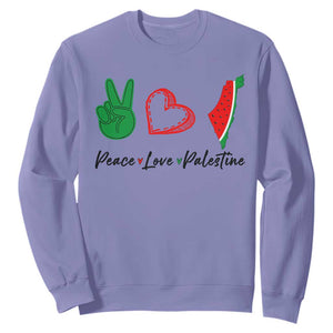 Peace Love Palestine Sweatshirt Gaza Palestinian Flag TS10 Violet Print Your Wear