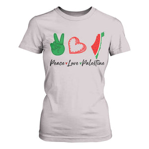Peace Love Palestine T Shirt For Women Gaza Palestinian Flag TS10 Ice Gray Print Your Wear