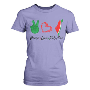 Peace Love Palestine T Shirt For Women Gaza Palestinian Flag TS10 Violet Print Your Wear