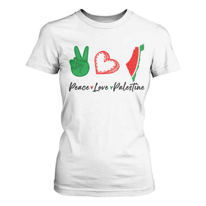 Peace Love Palestine T Shirt For Women Gaza Palestinian Flag TS10 White Print Your Wear