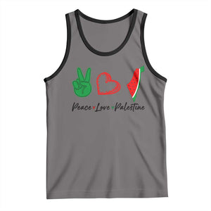 Peace Love Palestine Tank Top Gaza Palestinian Flag TS10 Deep Heather Black Print Your Wear