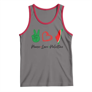 Peace Love Palestine Tank Top Gaza Palestinian Flag TS10 Deep Heather Red Print Your Wear