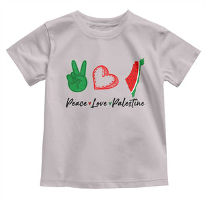 Peace Love Palestine Toddler T Shirt Gaza Palestinian Flag TS10 Ice Gray Print Your Wear