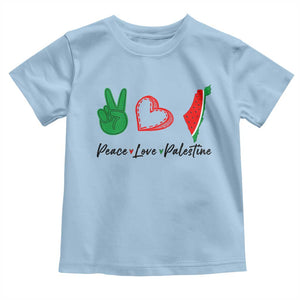 Peace Love Palestine Toddler T Shirt Gaza Palestinian Flag TS10 Light Blue Print Your Wear