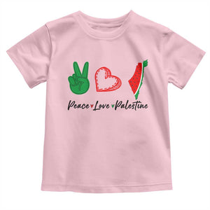 Peace Love Palestine Toddler T Shirt Gaza Palestinian Flag TS10 Light Pink Print Your Wear