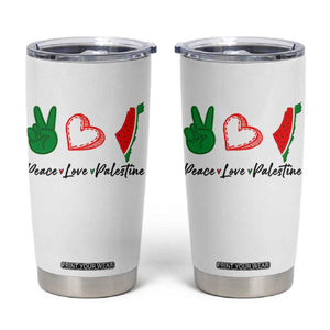 Peace Love Palestine Tumbler Cup Gaza Palestinian Flag TS10 White Print Your Wear