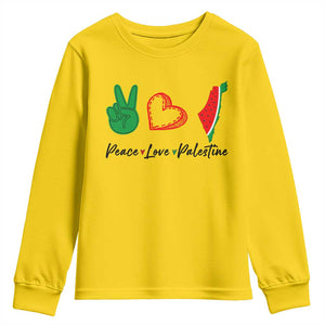 Peace Love Palestine Youth Sweatshirt Gaza Palestinian Flag TS10 Daisy Print Your Wear