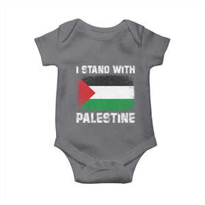 Stand With Palestine Baby Onesie - Gaza Palestinian Flag Solidarity Baby Bodysuit TS10 Charcoal Print Your Wear