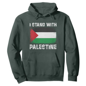 Stand With Palestine Hoodie Gaza Palestinian Flag TS10 Dark Forest Green Print Your Wear