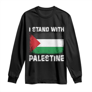Stand With Palestine Long Sleeve Shirt Gaza Palestinian Flag TS10 Black Print Your Wear