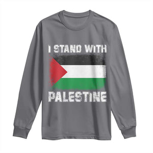 Stand With Palestine Long Sleeve Shirt Gaza Palestinian Flag TS10 Charcoal Print Your Wear
