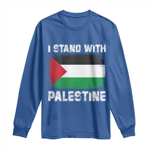 Stand With Palestine Long Sleeve Shirt Gaza Palestinian Flag TS10 Royal Blue Print Your Wear