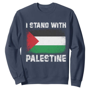 Stand With Palestine Sweatshirt Gaza Palestinian Flag TS10 Navy Print Your Wear