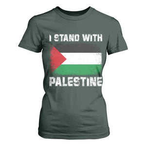 Stand With Palestine T Shirt For Women Gaza Palestinian Flag TS10 Dark Forest Green Print Your Wear