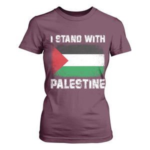 Stand With Palestine T Shirt For Women Gaza Palestinian Flag TS10 Maroon Print Your Wear