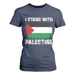 Stand With Palestine T Shirt For Women Gaza Palestinian Flag TS10 Navy Print Your Wear