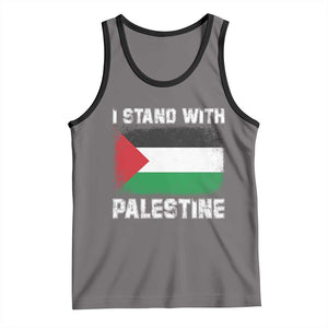 Stand With Palestine Tank Top Gaza Palestinian Flag TS10 Deep Heather Black Print Your Wear