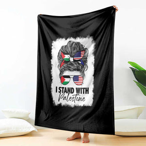 Stand With Palestine Throw Blanket Messy Bun Gaza Palestinian Flag TS10 Print Your Wear