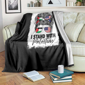 Stand With Palestine Throw Blanket Messy Bun Gaza Palestinian Flag TS10 Print Your Wear