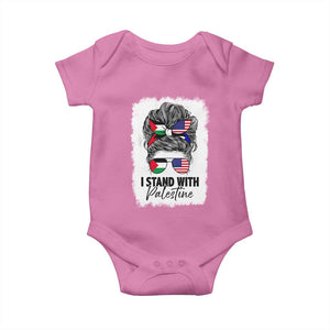 Stand With Palestine Baby Onesie Messy Bun Gaza Palestinian Flag TS10 Azalea Print Your Wear