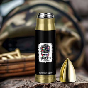 Stand With Palestine Bullet Tumbler Messy Bun Gaza Palestinian Flag TS10 Print Your Wear