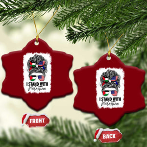 Stand With Palestine Ceramic Ornament Messy Bun Gaza Palestinian Flag TS10 Print Your Wear