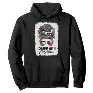 Stand With Palestine Hoodie Messy Bun Gaza Palestinian Flag TS10 Black Print Your Wear