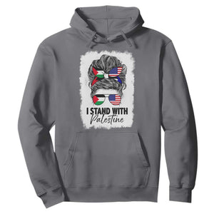 Stand With Palestine Hoodie Messy Bun Gaza Palestinian Flag TS10 Charcoal Print Your Wear
