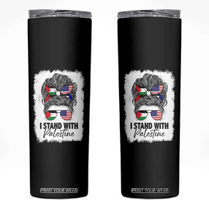 Stand With Palestine Skinny Tumbler Messy Bun Gaza Palestinian Flag TS10 Black Print Your Wear