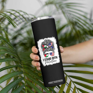 Stand With Palestine Skinny Tumbler Messy Bun Gaza Palestinian Flag TS10 Print Your Wear